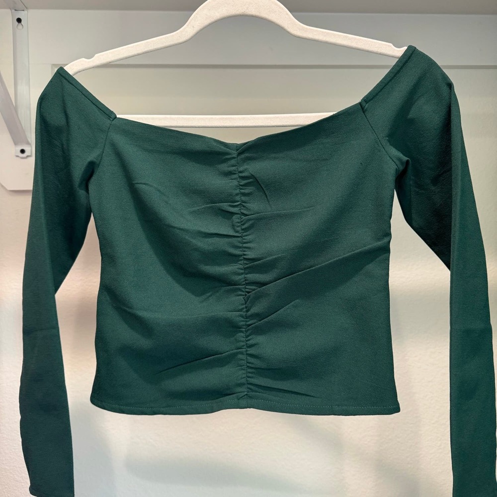 Abercrombie & Fitch Long-Sleeve Cinched Front Off-the-Shoulder Crop Size XS